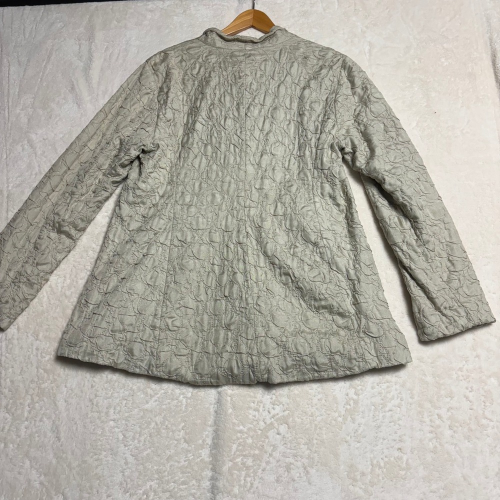 Eileen Fisher Womens Textured Jacket Beige‎ Button Front Size L Blazer Lagenook - Picture 9 of 14